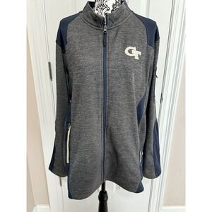 Preowned Georgia Tech GT logo COLOSSEUM Full Zip Men's Size XL grey/blue